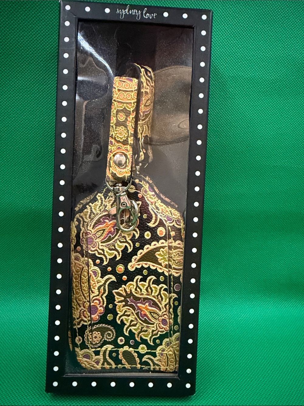 Embroidered Paisley Luggage Tag - Black, Gold, Purple